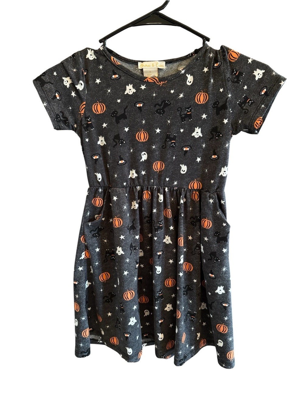 Girls' Black Halloween Pumpkin Dress